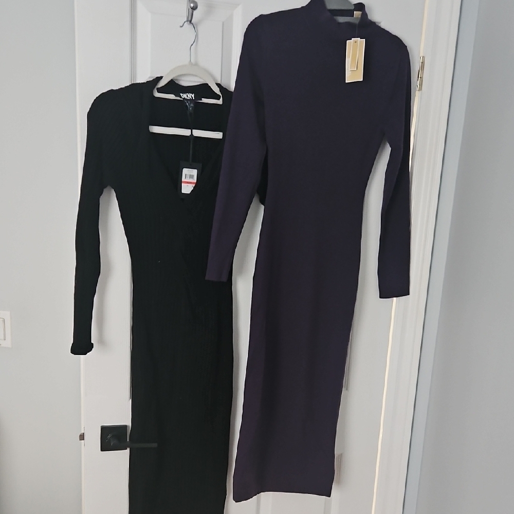 Chic Long Sleeve Black and Purple Dresses